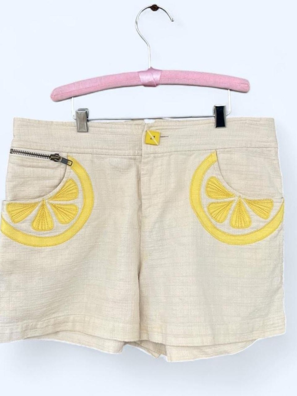 Rebecca Taylor | vintage linen shorts with 
lemon appliqués